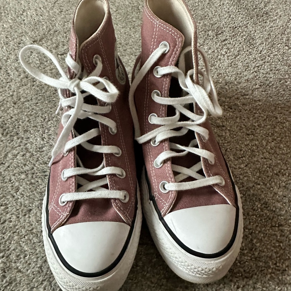 Converse Pink Platform Sneakers with White Details